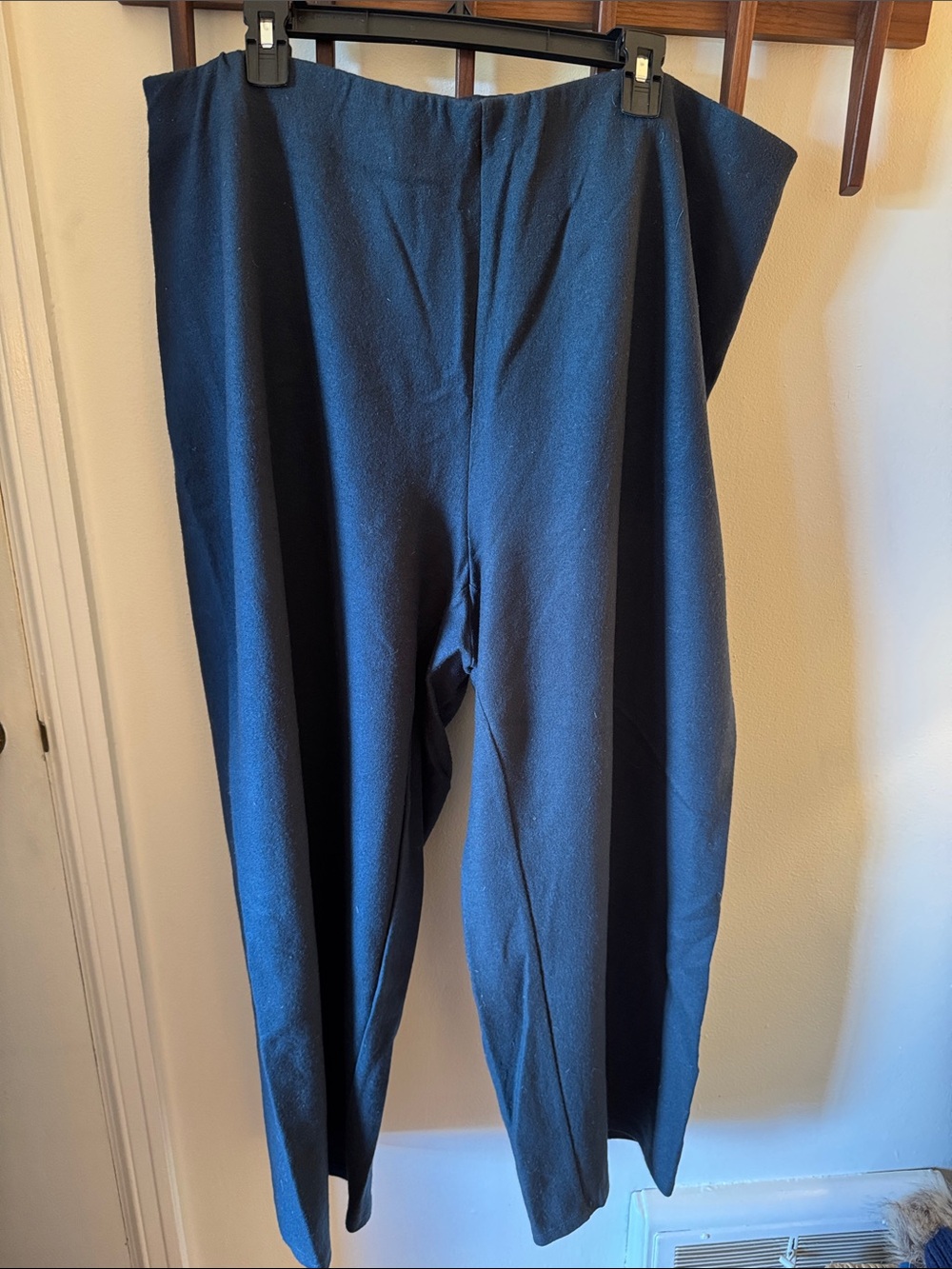 EILEEN FISHER Boiled Wool Jersey Wide-Leg Pant in Deep Sea Blue